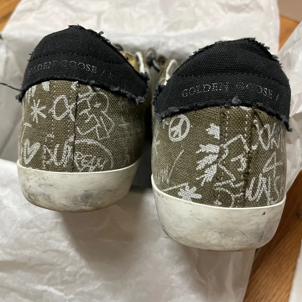 Golden Goose Limited Ed Super-Star sneakers green cotton w/contrasting white 39 - Picture 13 of 16